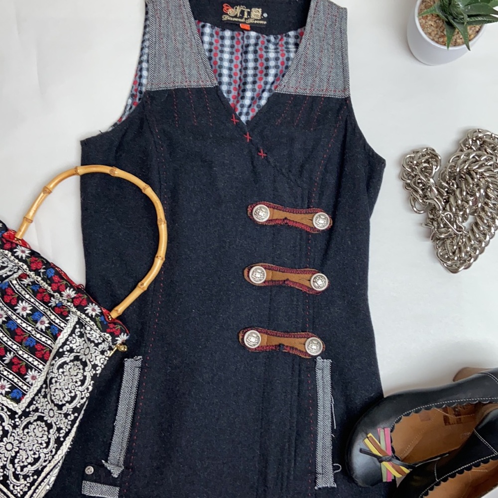 Unique wool vest - festival wear, medieval fair, funky vest